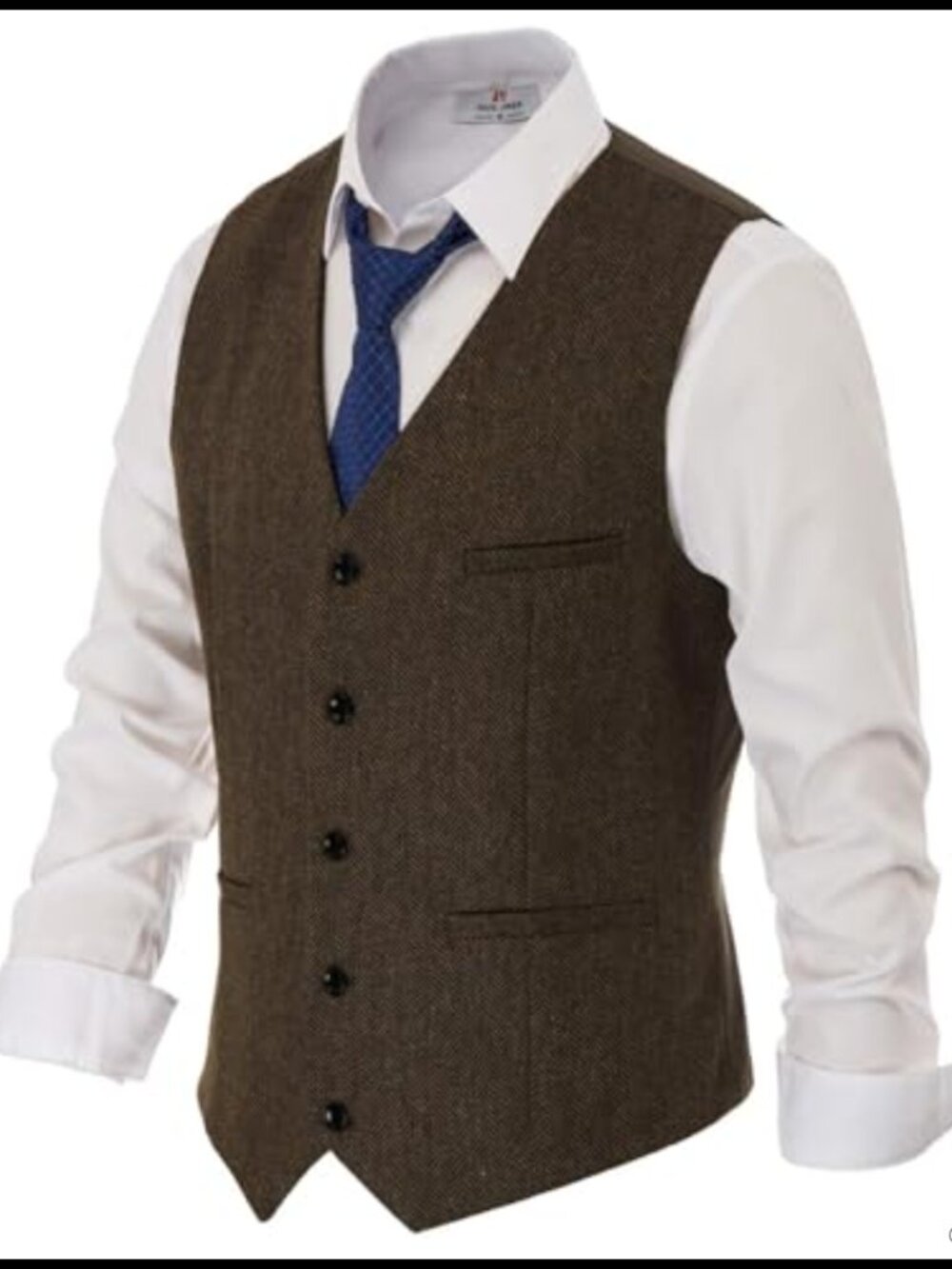 Mens Tweed Wool Blend Vest Herringbone Waistcoat